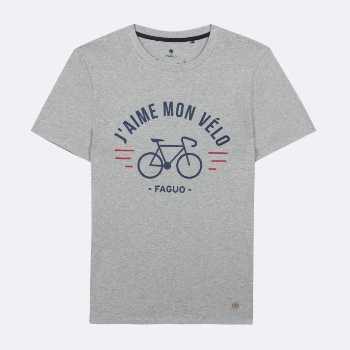 T-shirt Col Rond Gris Chiné J'aime Mon Vélo 3 T-shirt Col Rond Gris Chiné J'aime Mon Vélo