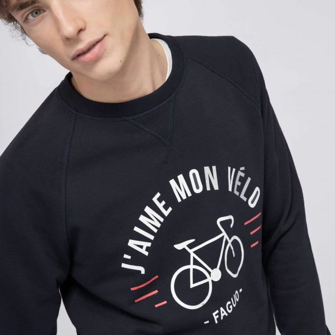 Sweat Col Rond Bleu Marine J'aime Mon Vélo 4 Sweat Col Rond Bleu Marine J'aime Mon Vélo – Image 2