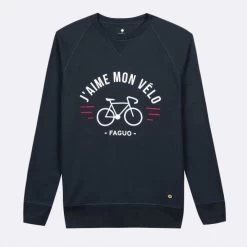 Sweat Col Rond Bleu Marine J'aime Mon Vélo