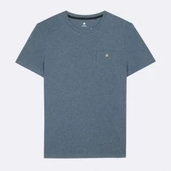 T-shirt Col Rond Bleu Chiné