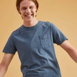 T-shirt Col Rond Bleu Chiné 9 T-shirt Col Rond Bleu Chiné -Urbain Soldes prod 25103 t shirt col rond bleu chine coton coton recycle olonne 687x687 c