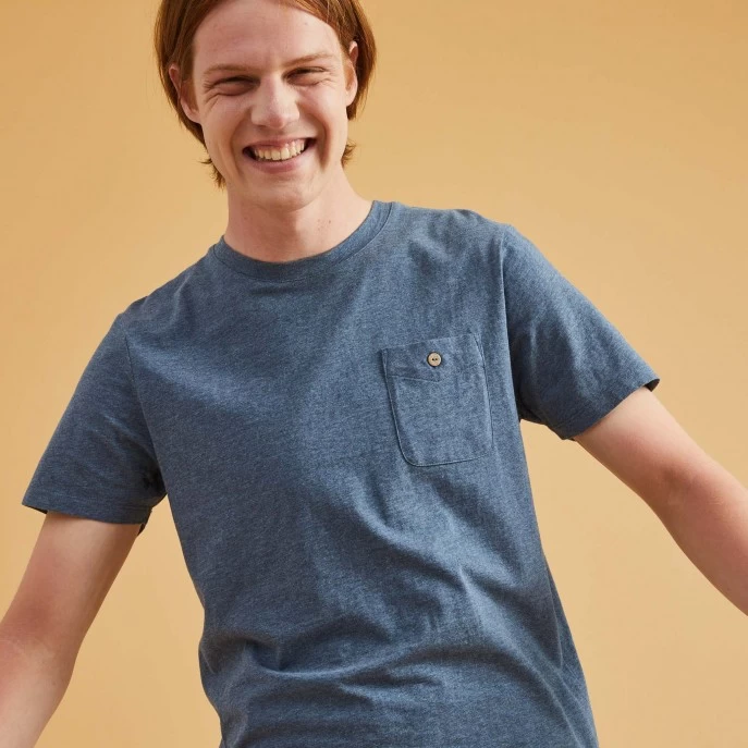 T-shirt Col Rond Bleu Chiné 5 T-shirt Col Rond Bleu Chiné – Image 3