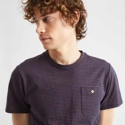 T-shirt Col Rond Bleu Marine & Camel -Urbain Soldes prod 25112 t shirt col rond bleu marine camel coton coton recycle olonne 687x687 c