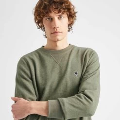 Sweat Col Rond Kaki -Urbain Soldes prod 25763 sweat col rond kaki coton coton recycle donon 687x687 c