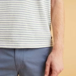 T-shirt Col Rond écru Rayé Bleu -Urbain Soldes prod 26912 migne t shirt coton coton recycle ecru bleu 687x687 c