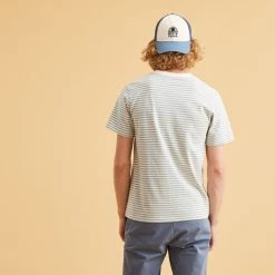 T-shirt Col Rond écru Rayé Bleu -Urbain Soldes prod 26913 migne t shirt coton coton recycle ecru bleu 687x687 c