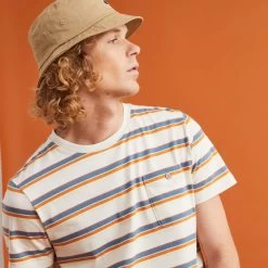 T-shirt Col Rond écru Rayé Marron -Urbain Soldes prod 26981 olonne t shirt coton coton recycle ecru multicouleurs 687x687 c