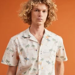 Chemise Manches Courtes écrue Imprimé Surfeur -Urbain Soldes prod 27096 vimy chemise coton ecru multicouleurs 687x687 c