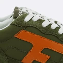 Runnings Kaki & Orange -Urbain Soldes prod 27766 runnings kaki orange polyester recycle suede olive 687x687 c