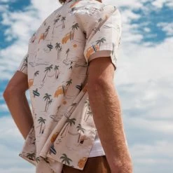 Chemise Manches Courtes écrue Imprimé Surfeur -Urbain Soldes prod 28121 vimy chemise coton ecru multicouleurs 687x687 c