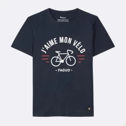T-shirt Col Rond Bleu Marine J'aime Mon Vélo
