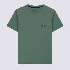 T-shirt Col Rond Vert Broderie Vélo