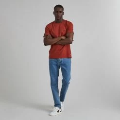 T-shirt Col Rond Rouge -Urbain Soldes prod 28240 t shirt col rond rouge coton coton recycle arcy 687x687 c