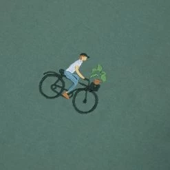 T-shirt Col Rond Vert Broderie Vélo -Urbain Soldes prod 30027 t shirt col rond vert velo fleurs coton recycle arcy 687x687 c