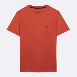 T-shirt Col Rond Terracotta Broderie Arbre