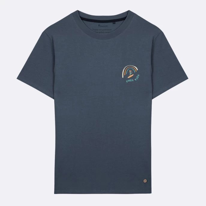 T-shirt Col Rond Bleu Délavé Pura Vida 3 T-shirt Col Rond Bleu Délavé Pura Vida