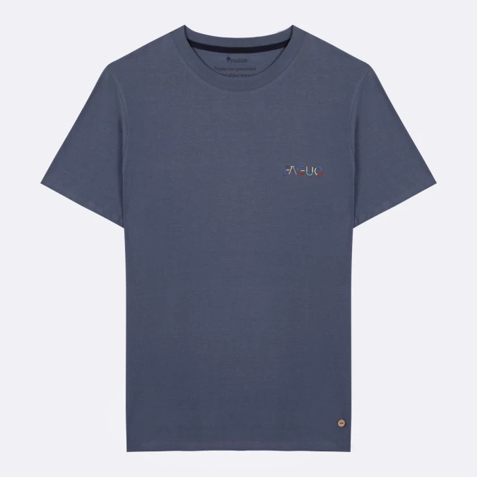 T-shirt Col Rond Bleu Délavé Faguo 3 T-shirt Col Rond Bleu Délavé Faguo