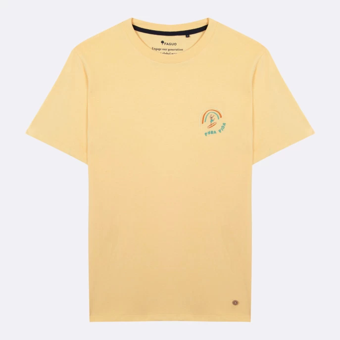 T-shirt Col Rond Jaune Clair Pura Vida 3 T-shirt Col Rond Jaune Clair Pura Vida