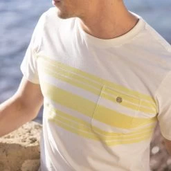 T-shirt Col Rond Beige & Jaune -Urbain Soldes prod 32913 olonne t shirt coton recycle polyester recycle beige jaune 687x687 c
