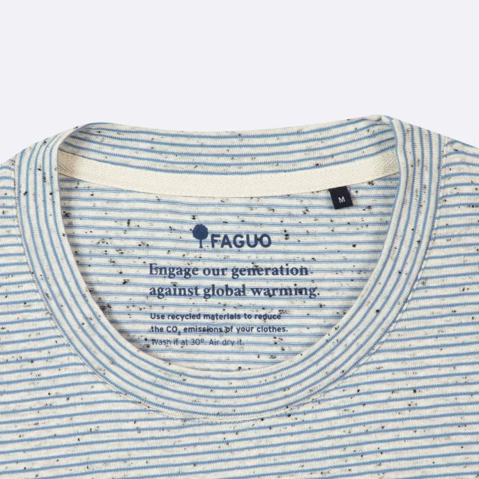 T-shirt Col Rond écru & Bleu Clair 5 T-shirt Col Rond écru & Bleu Clair – Image 3