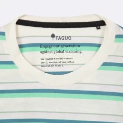 T-shirt écru à Rayures Bleues Et Vertes -Urbain Soldes prod 32936 olonne t shirt coton coton recycle multicouleurs vert 687x687 c