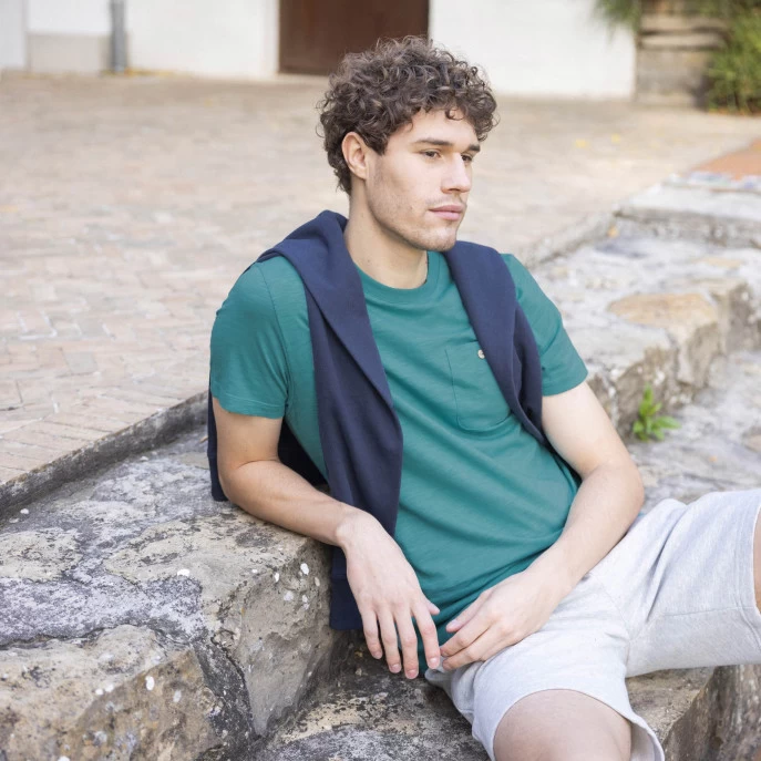 T-shirt Col Rond Turquoise 4 T-shirt Col Rond Turquoise – Image 2