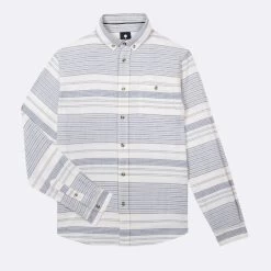 Chemise écru à Rayures Bleues