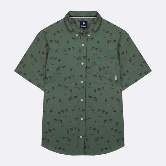 Chemise Manches Courtes Kaki Motifs Palmier 3 Chemise Manches Courtes Kaki Motifs Palmier