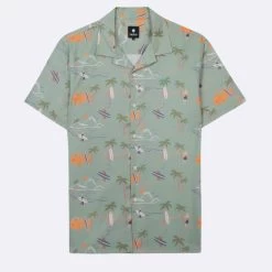 Chemise Manches Courtes Vert Clair