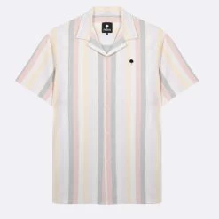Chemise Manches Courtes à Rayures Multicolores Pastel