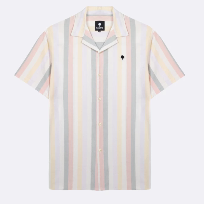 Chemise Manches Courtes à Rayures Multicolores Pastel 3 Chemise Manches Courtes à Rayures Multicolores Pastel