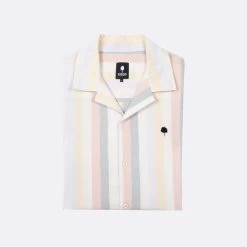Chemise Manches Courtes à Rayures Multicolores Pastel 9 Chemise Manches Courtes à Rayures Multicolores Pastel -Urbain Soldes prod 33030 vimy chemise coton multicouleurs 687x687 c
