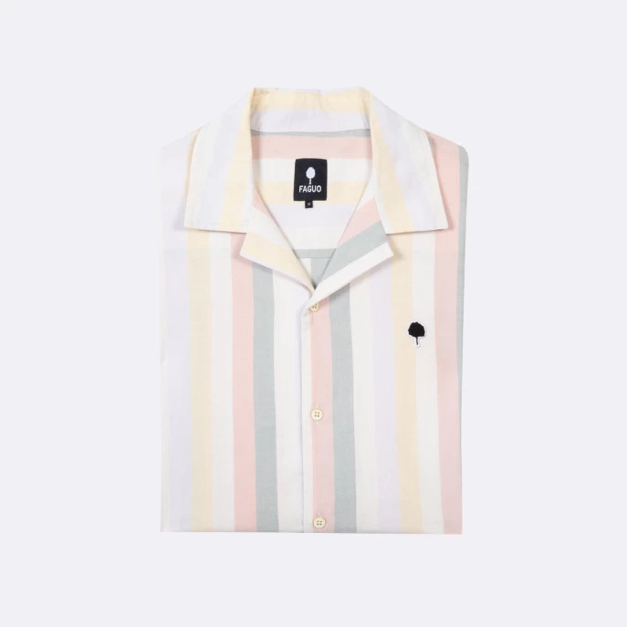 Chemise Manches Courtes à Rayures Multicolores Pastel 5 Chemise Manches Courtes à Rayures Multicolores Pastel – Image 3