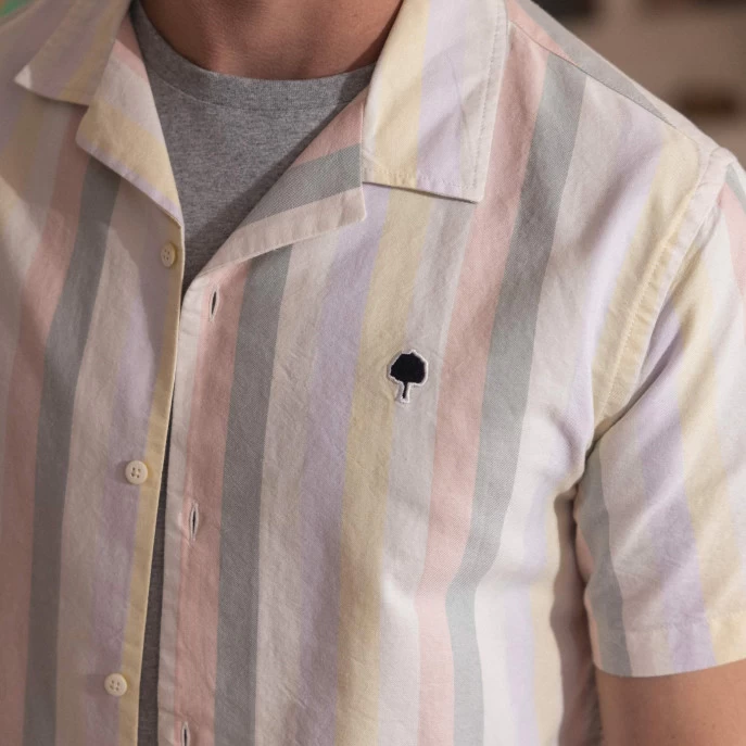 Chemise Manches Courtes à Rayures Multicolores Pastel 4 Chemise Manches Courtes à Rayures Multicolores Pastel – Image 2