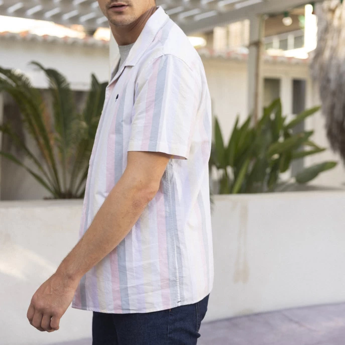 Chemise Manches Courtes à Rayures Multicolores Pastel 7 Chemise Manches Courtes à Rayures Multicolores Pastel – Image 5