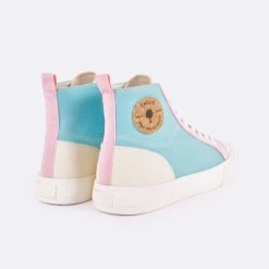 Tennis Bleue & Rose Vegan -Urbain Soldes prod 33333 nutmeg tennis coton recycle liege ecru rose bleu 687x687 c