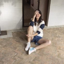 Tennis Bleue & Rose Vegan -Urbain Soldes prod 33337 nutmeg tennis coton recycle liege ecru rose bleu 687x687 c