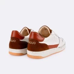 Baskets écrue & Camel & Terracotta -Urbain Soldes prod 33387 alder baskets cuir ecru marron rouge 687x687 c