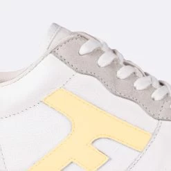 Baskets Blanche & Jaune -Urbain Soldes prod 33593 hazel baskets cuir blanc jaune 687x687 c