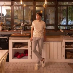 Baskets écrue & Bleue -Urbain Soldes prod 33610 hazel baskets cuir ecru bleu 687x687 c