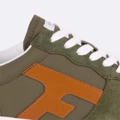 Baskets Kaki & Orange -Urbain Soldes prod 33619 hazel baskets cuir vert orange 687x687 c