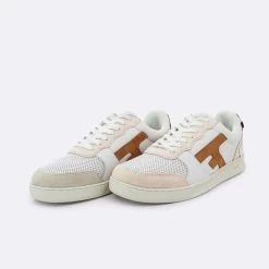 Baskets Beige & Terracotta -Urbain Soldes prod 33792 hazel baskets cuir textile beige marron rouge 687x687 c