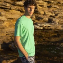 T-shirt Col Rond Vert Jade -Urbain Soldes prod 33968 migne t shirt coton coton recycle lin vert 687x687 c