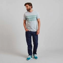 T-shirt Col Rond Gris Chiné & Kaki -Urbain Soldes prod 34299 olonne t shirt coton recycle polyester recycle gris vert 687x687 c