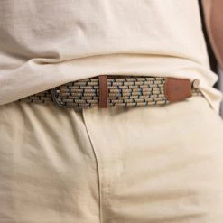 Ceinture Beige & Bleue -Urbain Soldes prod 34369 belt ceinture polyester recycle elasthanne beige bleu 687x687 c
